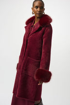 Shop Feather Yarn and Faux Fur Sweater Coat - Joseph Ribkoff