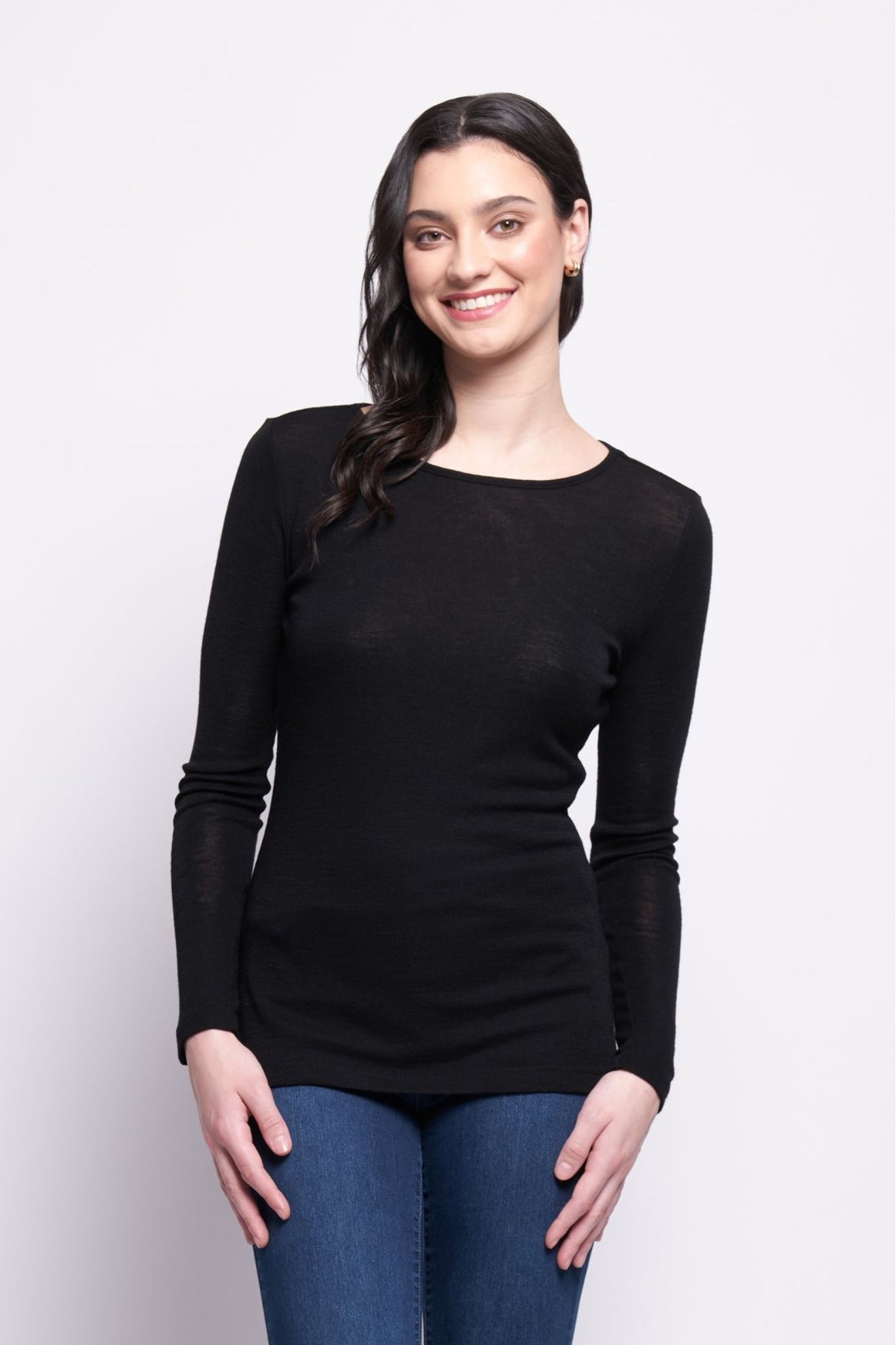 Shop Fine Merino Crew Neck Top - Foil