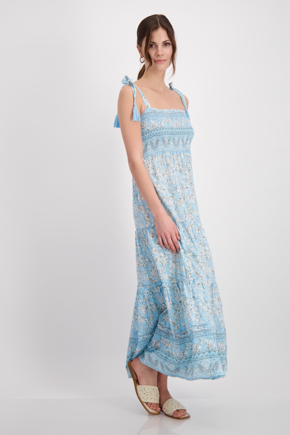 Shop Floral Maxi Sun Dress | Tropical Island Lagoon Print - Monari