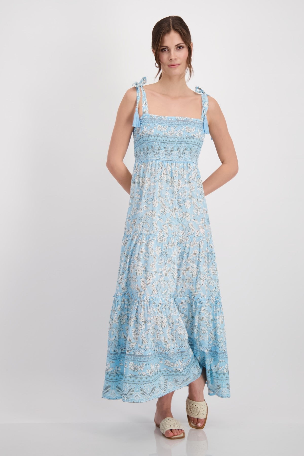 Shop Floral Maxi Sun Dress | Tropical Island Lagoon Print - Monari