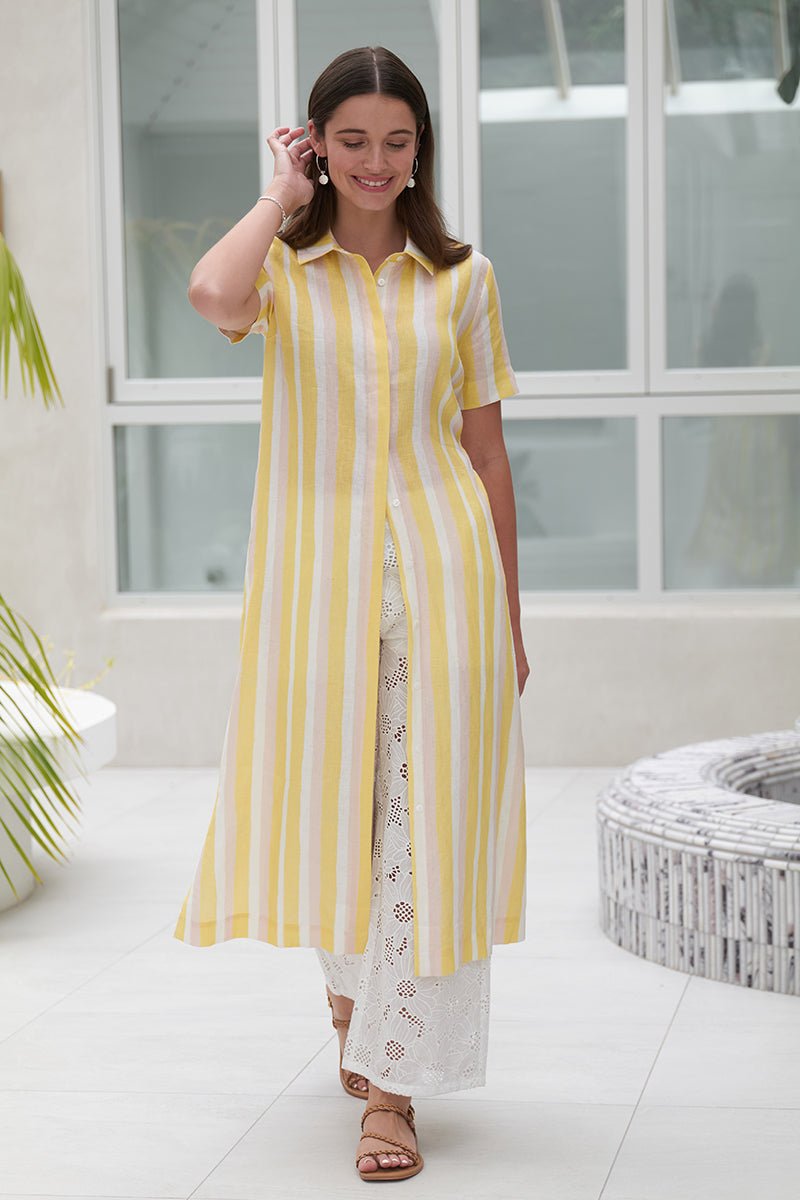 FOIL Advanced Interaction Stripe Linen Dress, FO8296, Women's