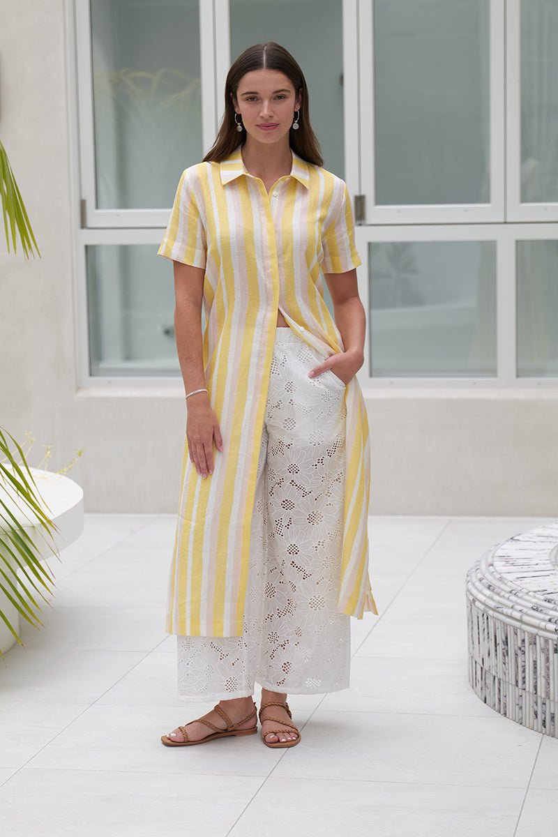 foil linen dress Indian Linen Foil Shirring Dress