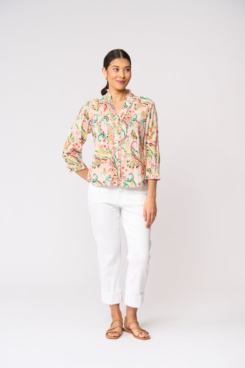 Shop Foil Crushing It 3/4 Sleeve Cotton Shirt - FOIL