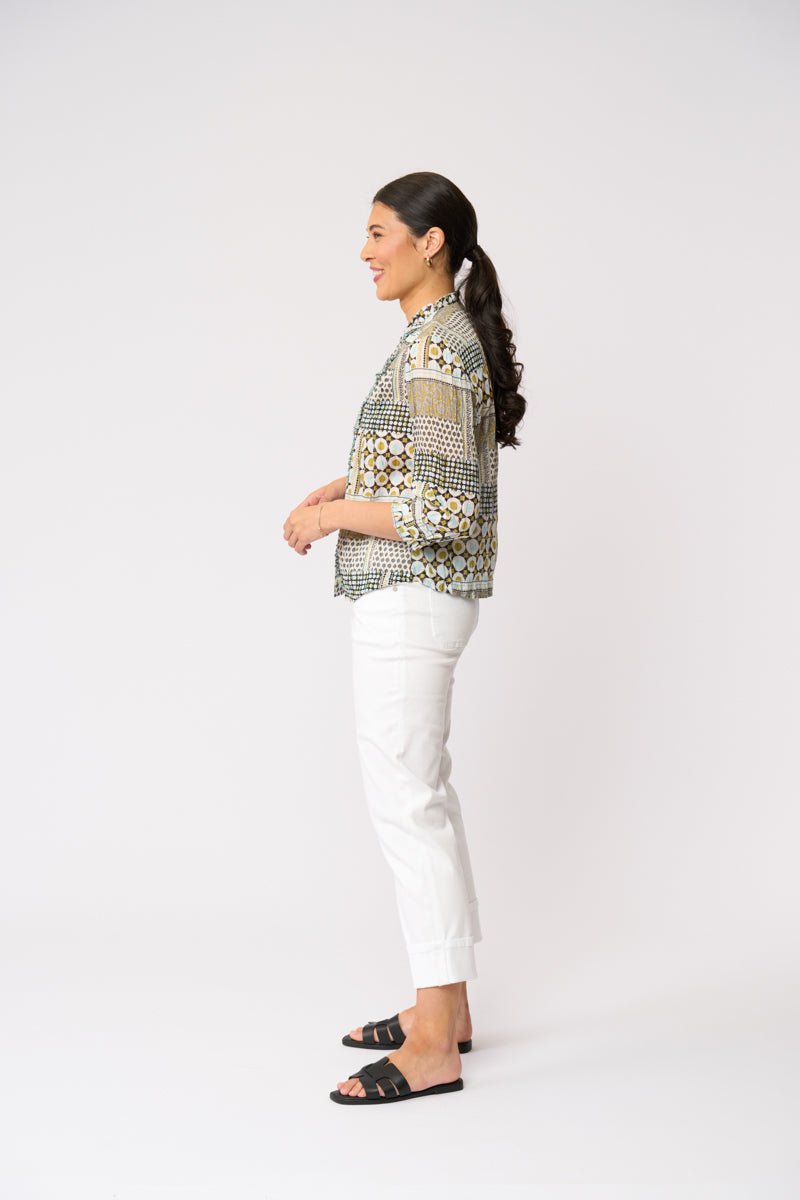 Shop Foil Crushing It 3/4 Sleeve Cotton Shirt - FOIL