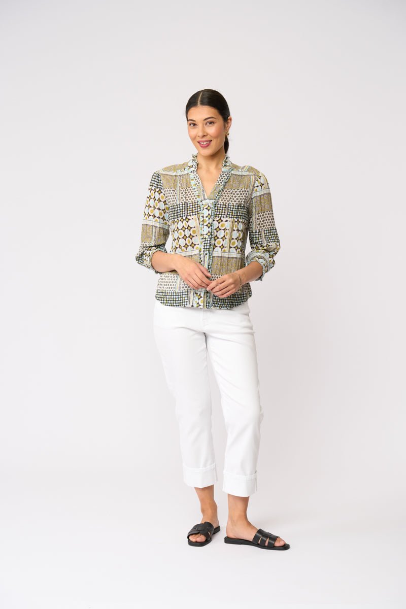 Shop Foil Crushing It 3/4 Sleeve Cotton Shirt - FOIL