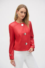 Joseph Ribkoff Foiled Faux Suede Boxy Jacket