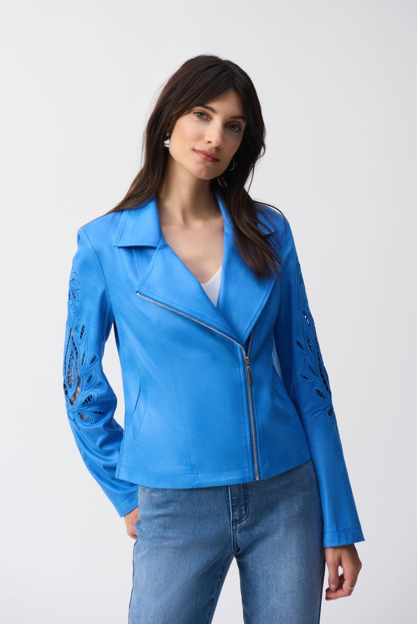 Shop Foiled Faux - Suede Moto Jacket - JOSEPH RIBKOFF