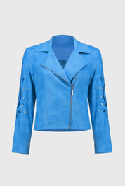 Shop Foiled Faux - Suede Moto Jacket - JOSEPH RIBKOFF