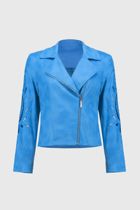 Shop Foiled Faux - Suede Moto Jacket - JOSEPH RIBKOFF