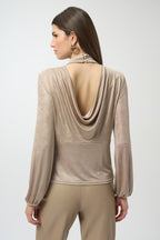 Shop Foiled Knit Mock Neck Fitted Top - Joseph Ribkoff