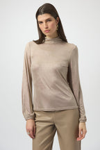 Shop Foiled Knit Mock Neck Fitted Top - Joseph Ribkoff