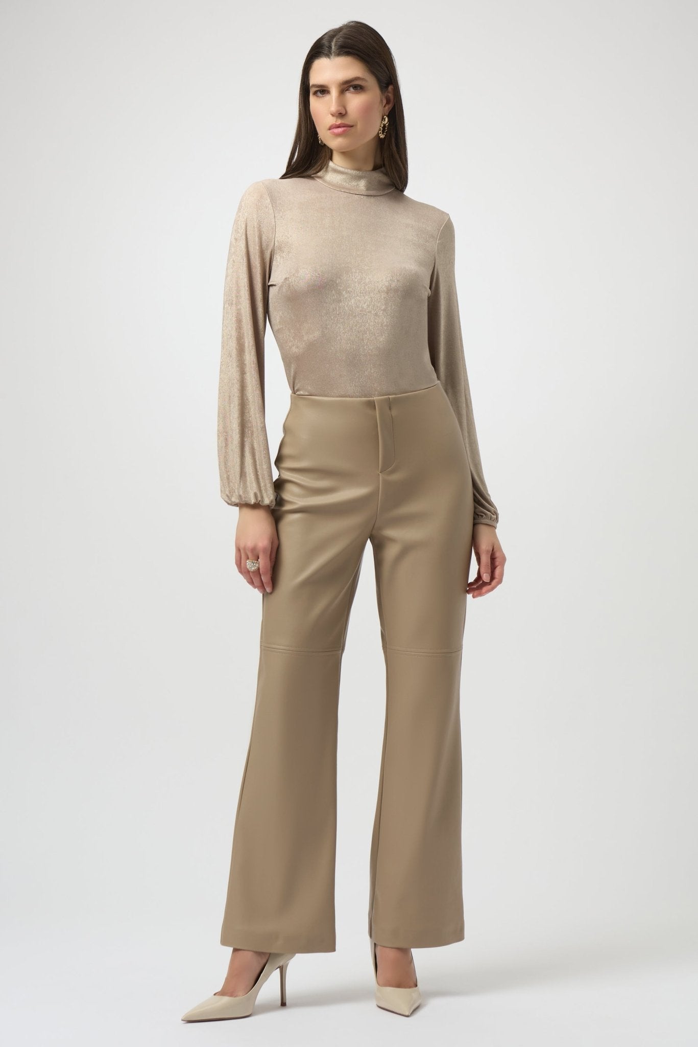 Shop Foiled Knit Mock Neck Fitted Top - Joseph Ribkoff