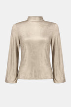Shop Foiled Knit Mock Neck Fitted Top - Joseph Ribkoff