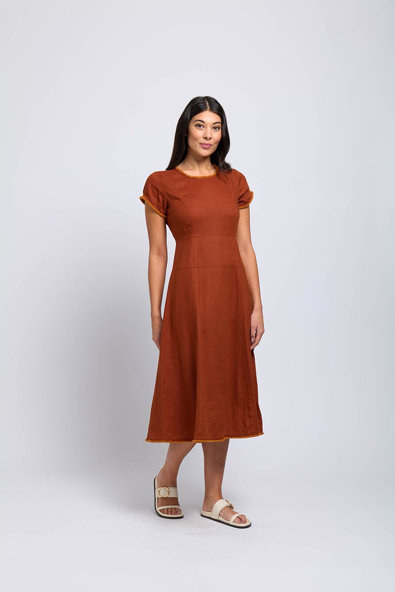 Shop Fringe Event Linen Dress | Bombay - Foil