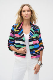 Shop Gauze Stripe Print Short Boxy Blazer - JOSEPH RIBKOFF