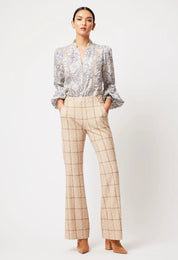 Shop Getty Ponte Flared Pant │ Oatmeal Check - ONCEWAS