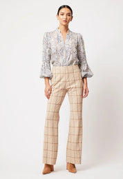 Shop Getty Ponte Flared Pant │ Oatmeal Check - ONCEWAS