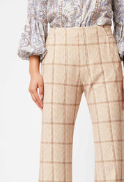 Shop Getty Ponte Flared Pant │ Oatmeal Check - ONCEWAS