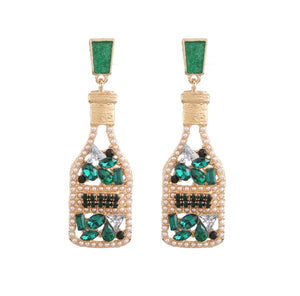 Shop Green Festive Season Sparkling Wine Earrings - Plum Petal