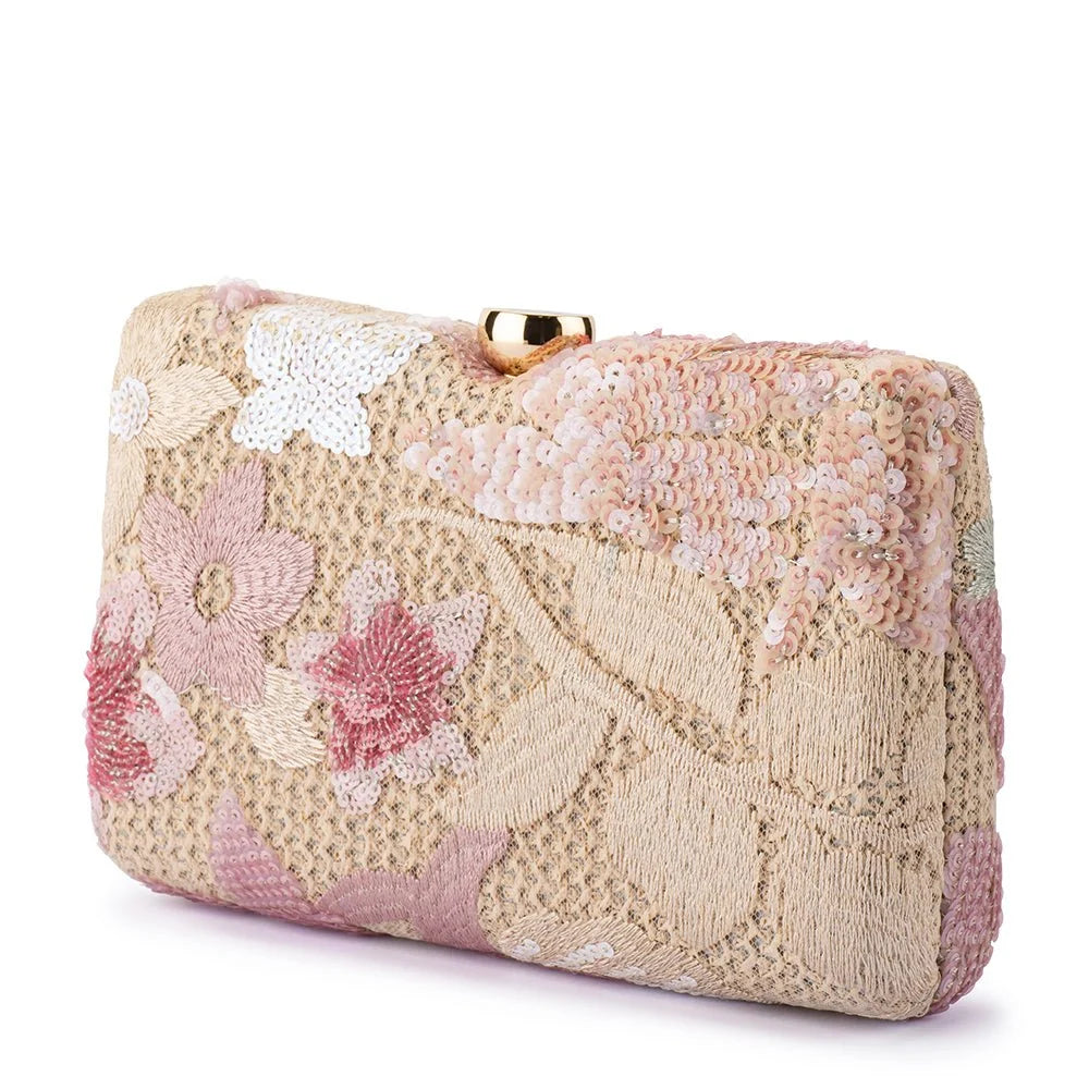 Olga Berg Greta Floral Beaded Clutch