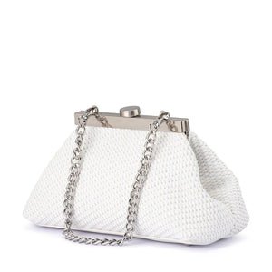 Hanna Woven Straw Clutch Bag White STELLA ROSE FASHIONS