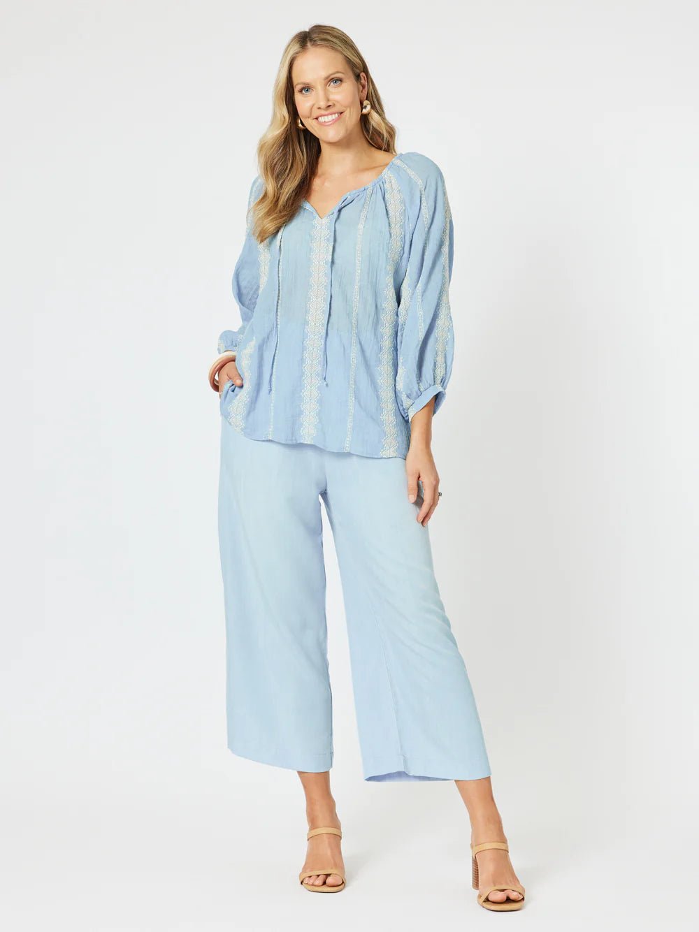 Shop Harlow Cotton Pant | Blue - Hammock & Vine