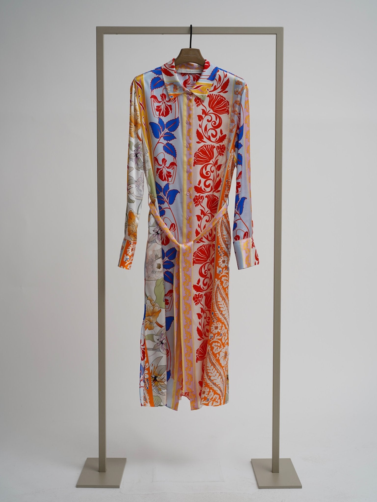 Shop Herzen's Angelegenheit Shiny Silk Kleid Dress in Tomato Multi - Herzen's Angelegenheit