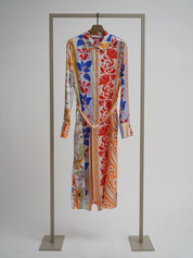 Shop Herzen's Angelegenheit Shiny Silk Kleid Dress in Tomato Multi - Herzen's Angelegenheit