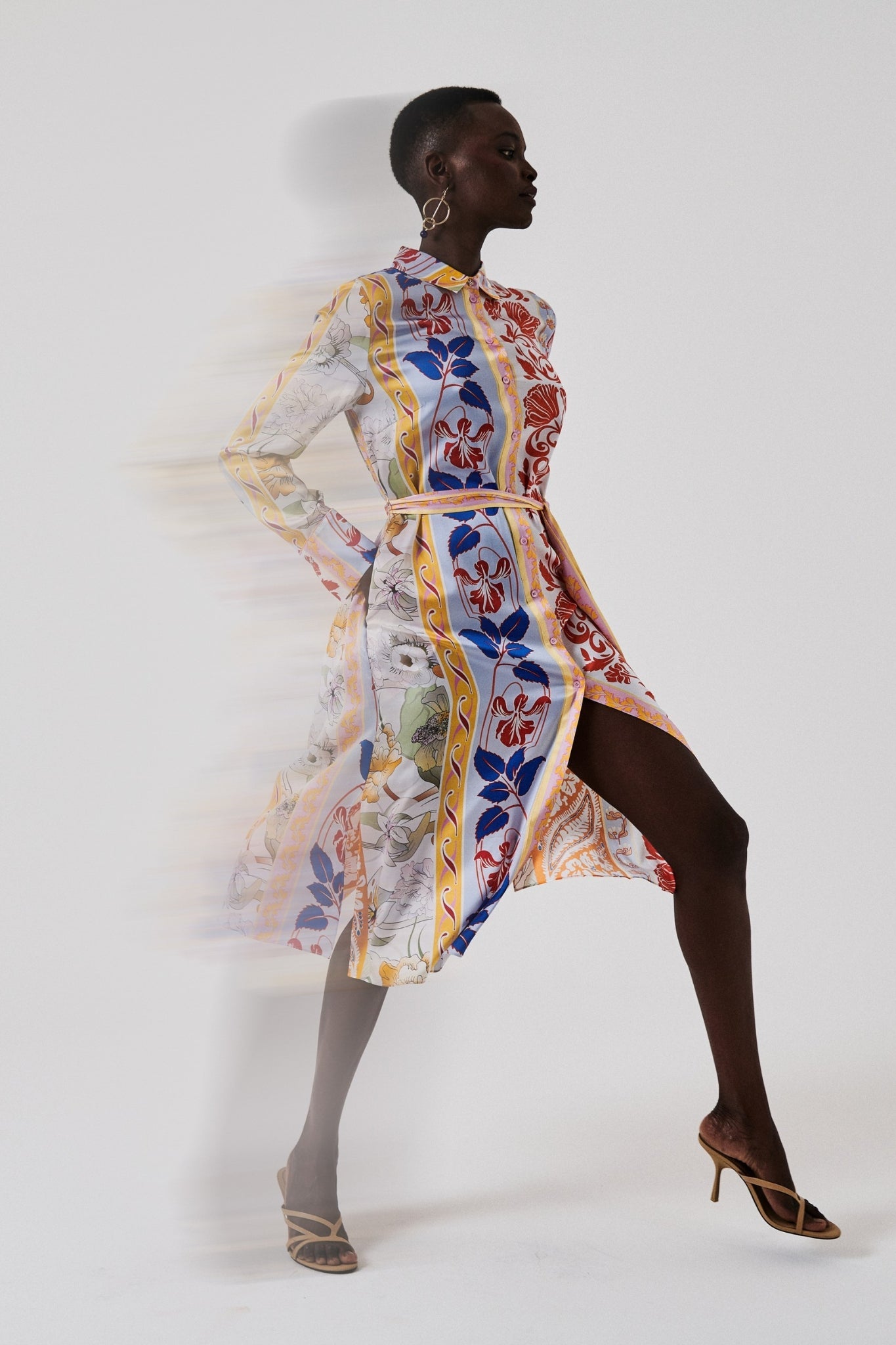 Shop Herzen's Angelegenheit Shiny Silk Kleid Dress in Tomato Multi - Herzen's Angelegenheit