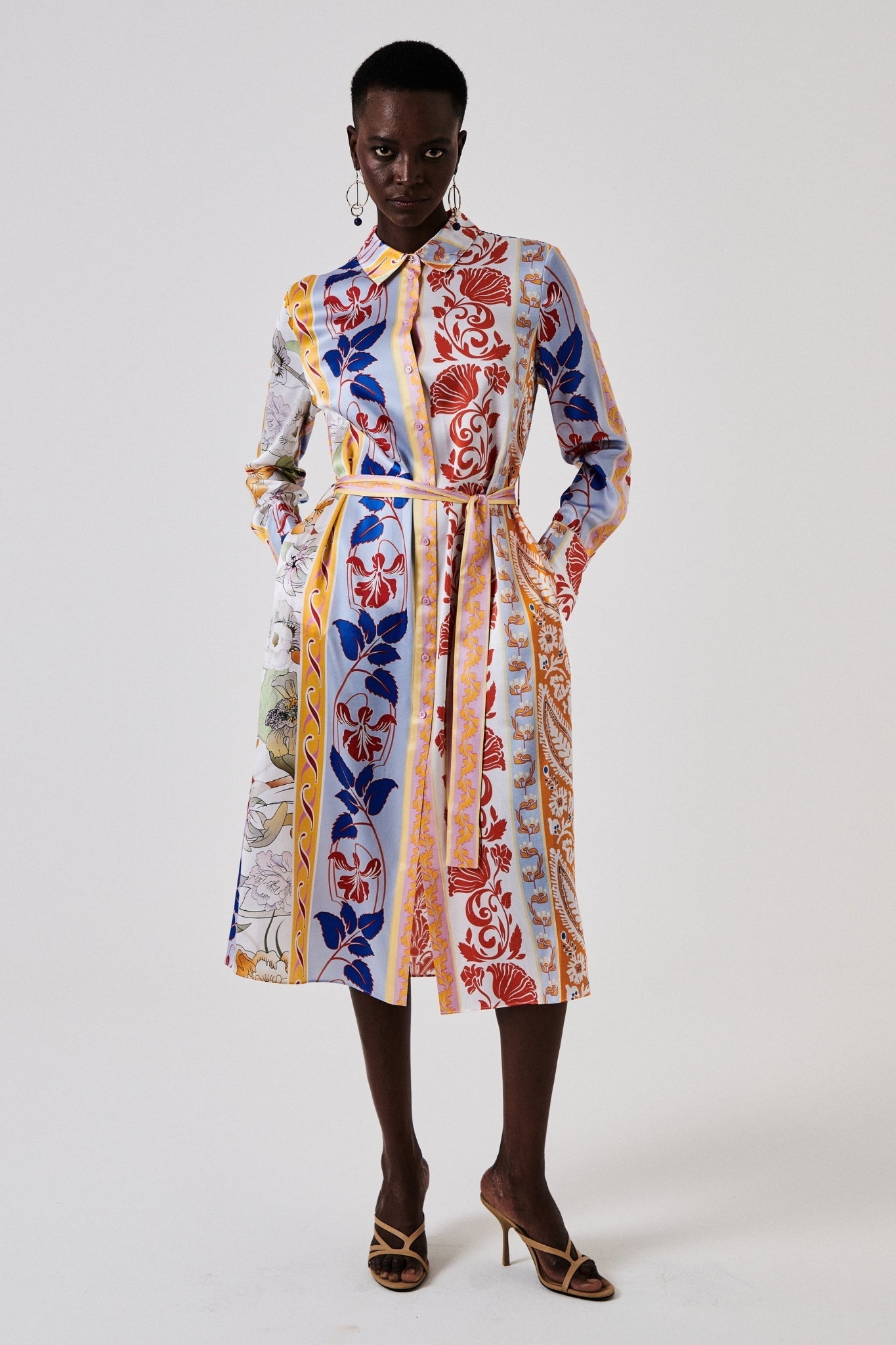 Shop Herzen's Angelegenheit Shiny Silk Kleid Dress in Tomato Multi - Herzen's Angelegenheit