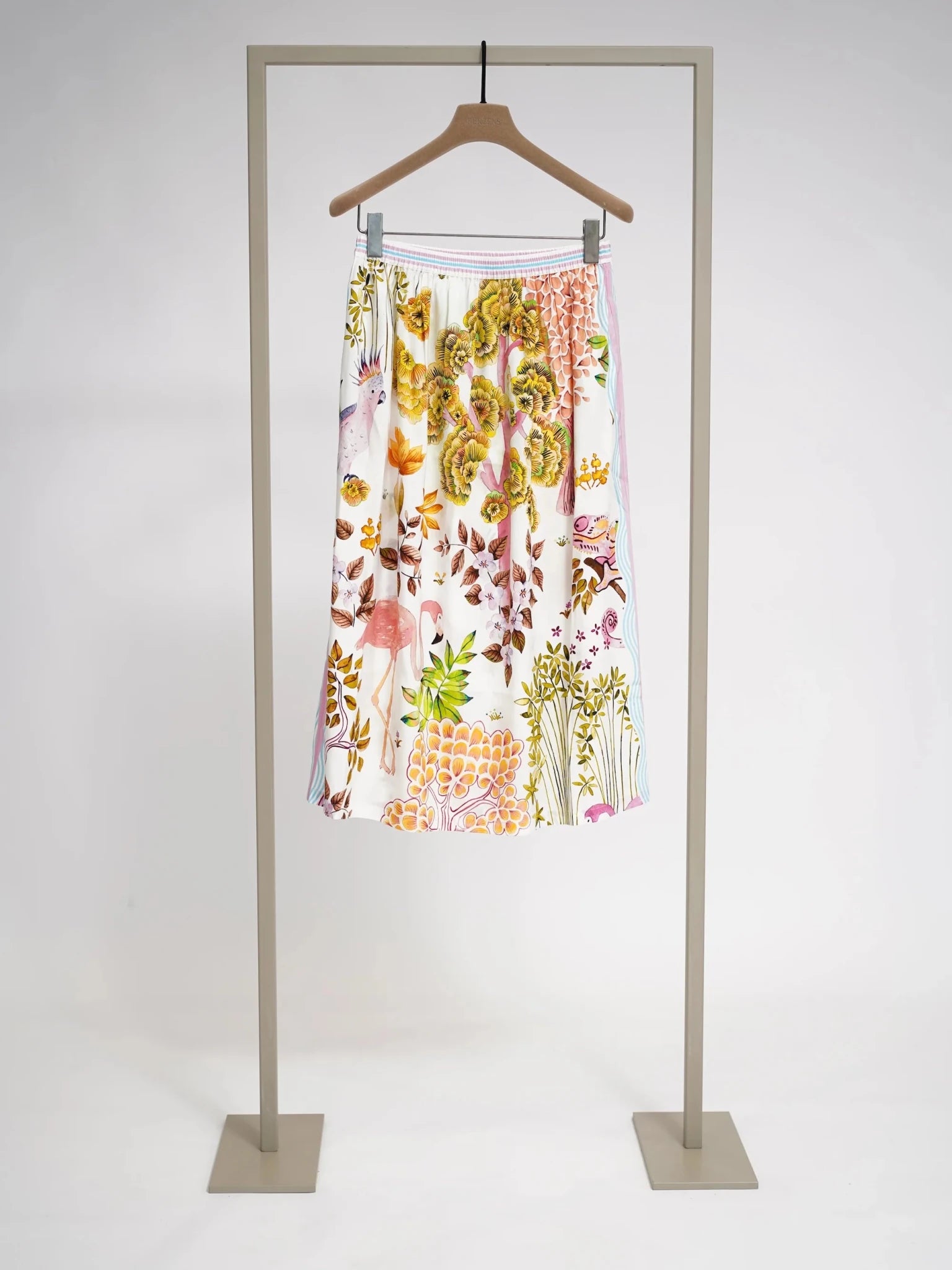 Shop Herzens Pastel Multi Silk Midi Skirt - Herzens