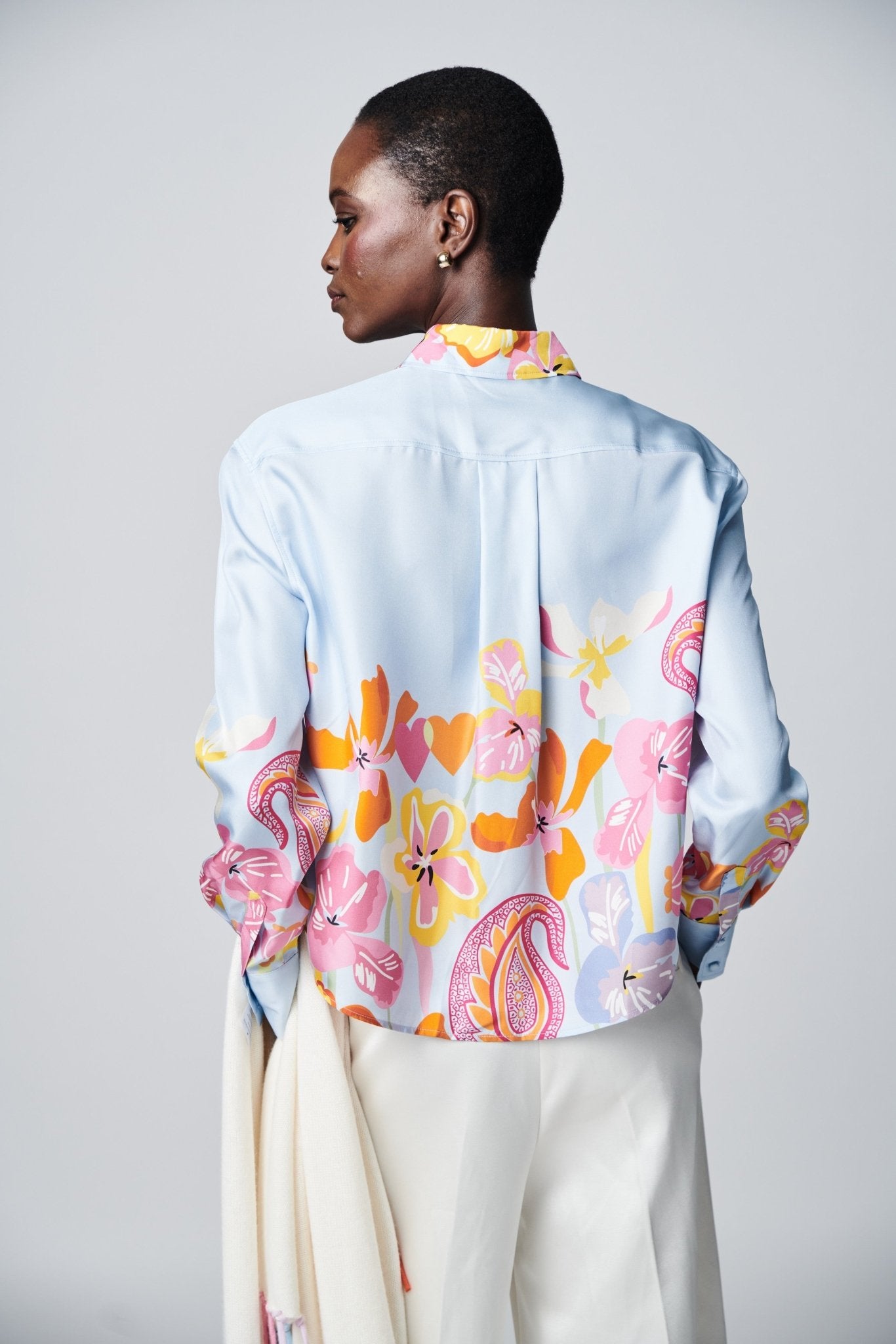 Shop Herzens Silk Blouse Air Pink Multi-6182 - Herzens