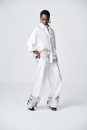Shop Herzens Silk Blouse Aluminium Super White Multi - Herzens