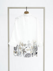 Shop Herzens Silk Blouse Aluminium Super White Multi - Herzens