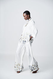 Shop Herzens Silk Blouse Aluminium Super White Multi - Herzens