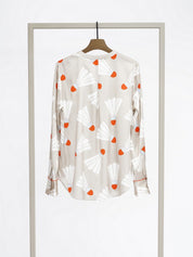 Shop Herzens Silk Blouse Pearls Kumquats Azurro Multi - Herzens