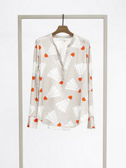 Shop Herzens Silk Blouse Pearls Kumquats Azurro Multi - Herzens