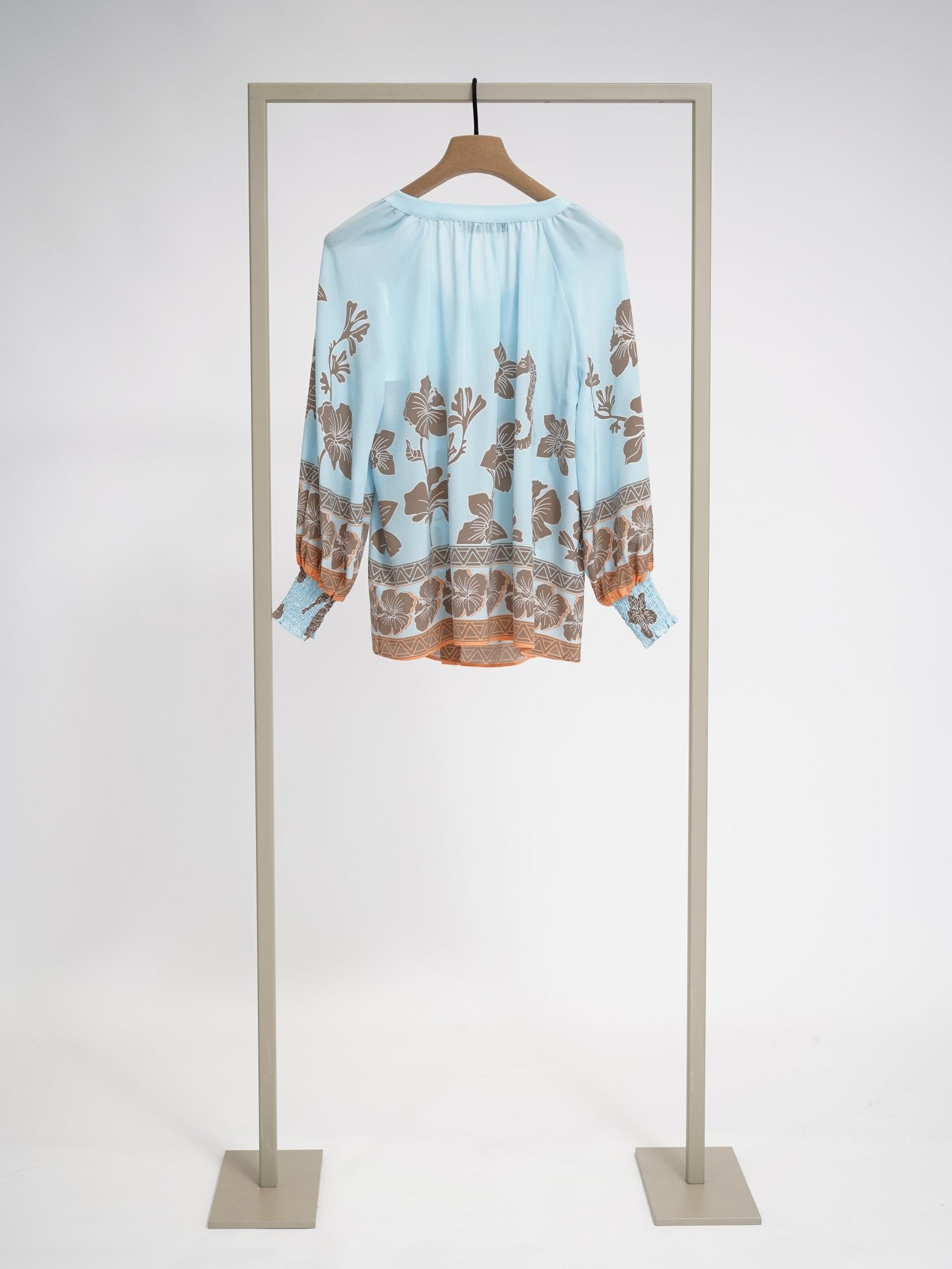 Shop Herzens Silk Blouse Turquoise Orange Tannin - Herzens