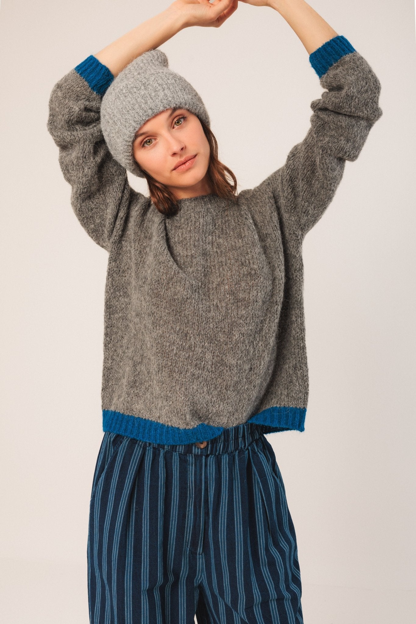 Shop Indi & Cold Bicolour Knitted Sweater - Indi & Cold