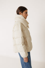 Shop Indi & Cold Cropped Checked Puffer Jacket - Indi & Cold