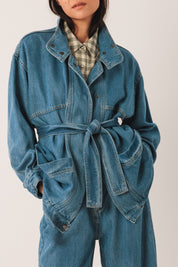Shop Indi & Cold Denim Belted Jacket - Indi & Cold