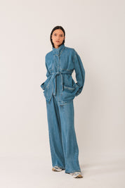 Shop Indi & Cold Denim Belted Jacket - Indi & Cold