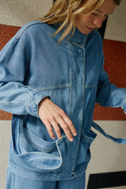 Shop Indi & Cold Denim Belted Jacket - Indi & Cold