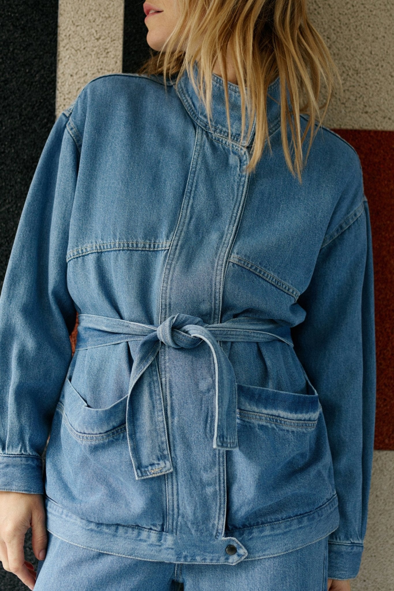 Shop Indi & Cold Denim Belted Jacket - Indi & Cold