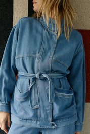 Shop Indi & Cold Denim Belted Jacket - Indi & Cold