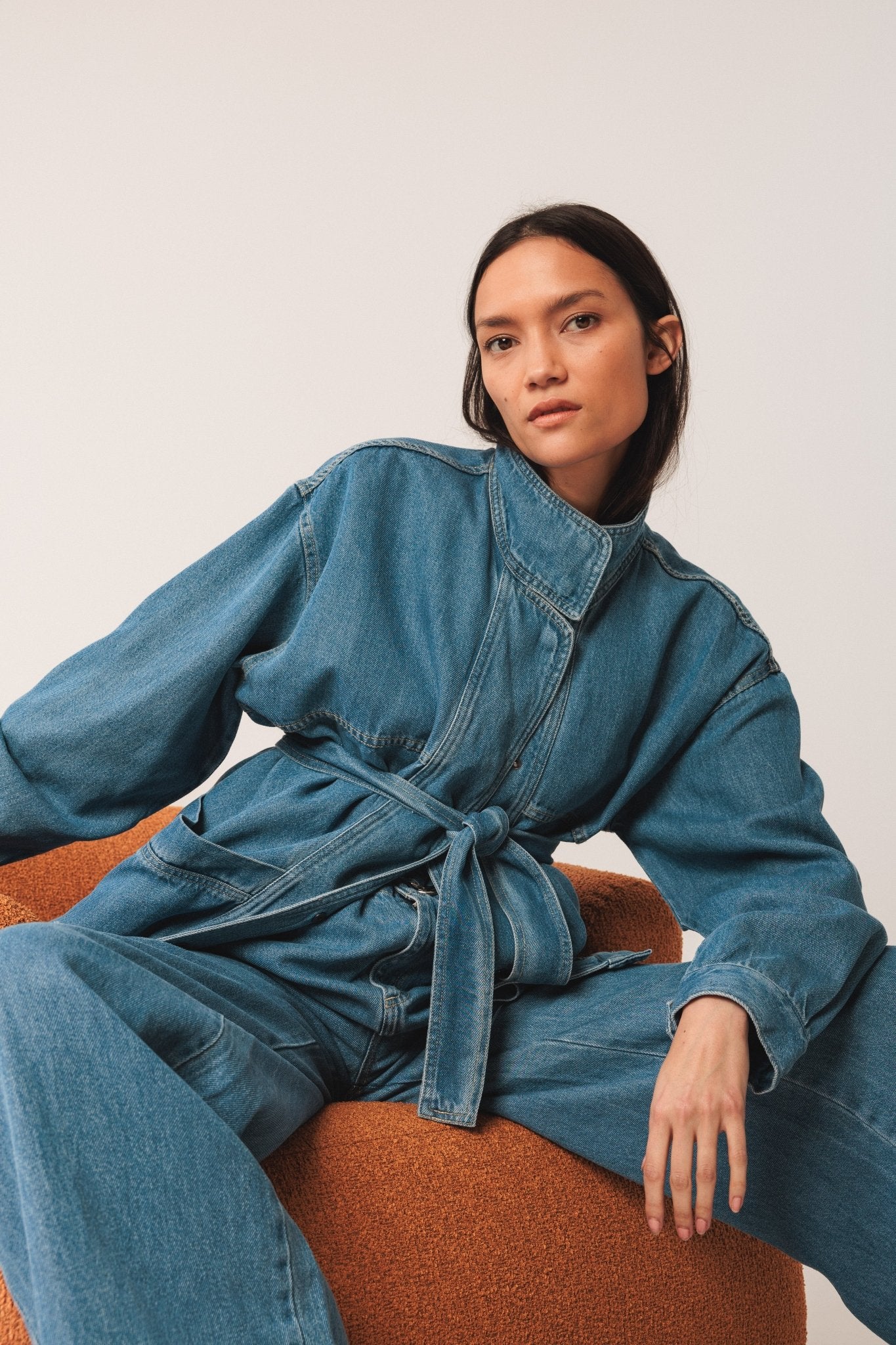 Shop Indi & Cold Denim Belted Jacket - Indi & Cold