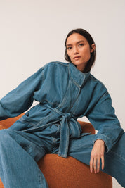 Shop Indi & Cold Denim Belted Jacket - Indi & Cold