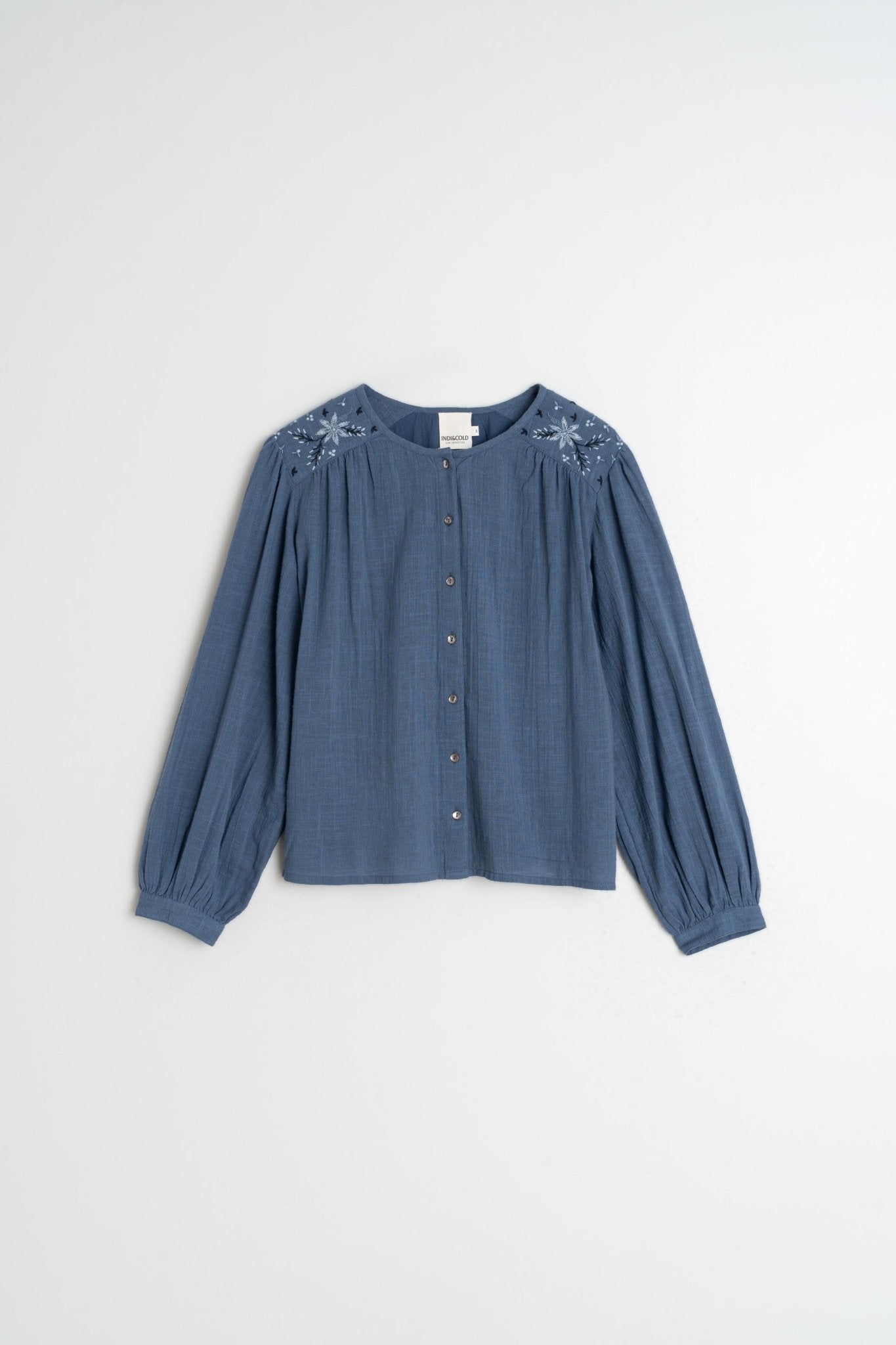 Shop Indi & Cold Embroidered Boxy Cotton Shirt - Indi & Cold