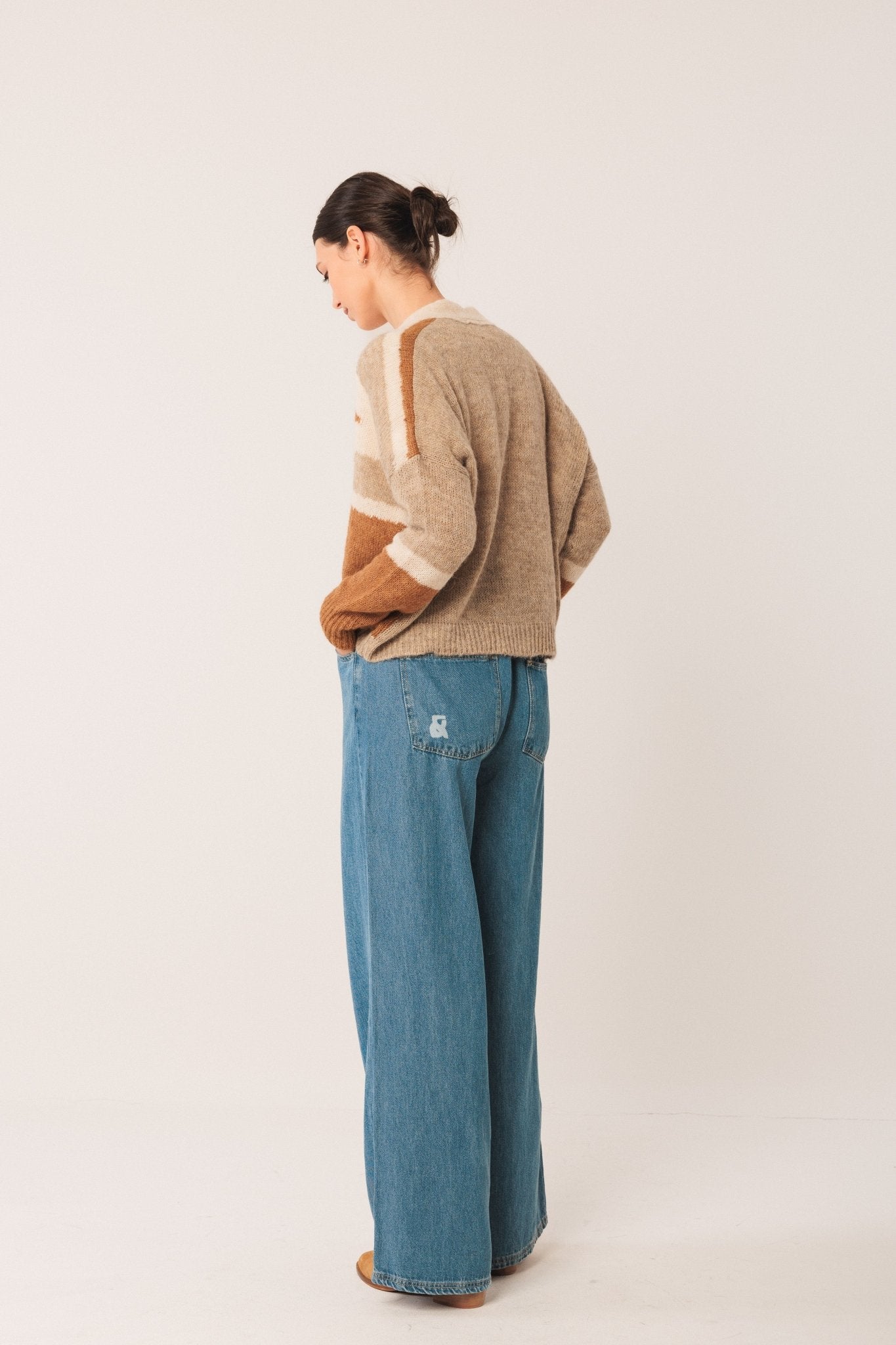 Shop Indi & Cold Intarsia Alpaca Cadigan Jacket - Indi & Cold
