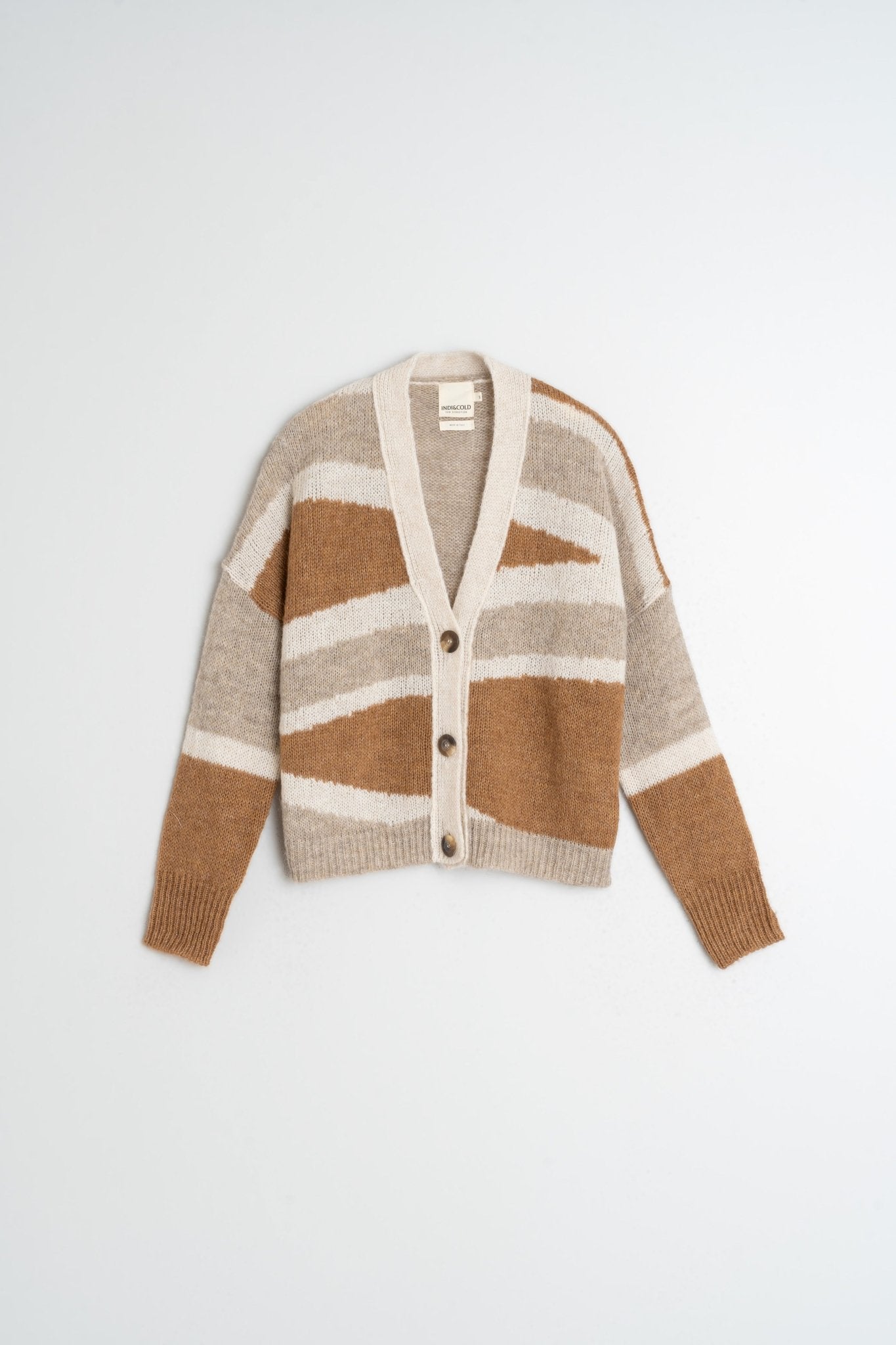 Shop Indi & Cold Intarsia Alpaca Cadigan Jacket - Indi & Cold